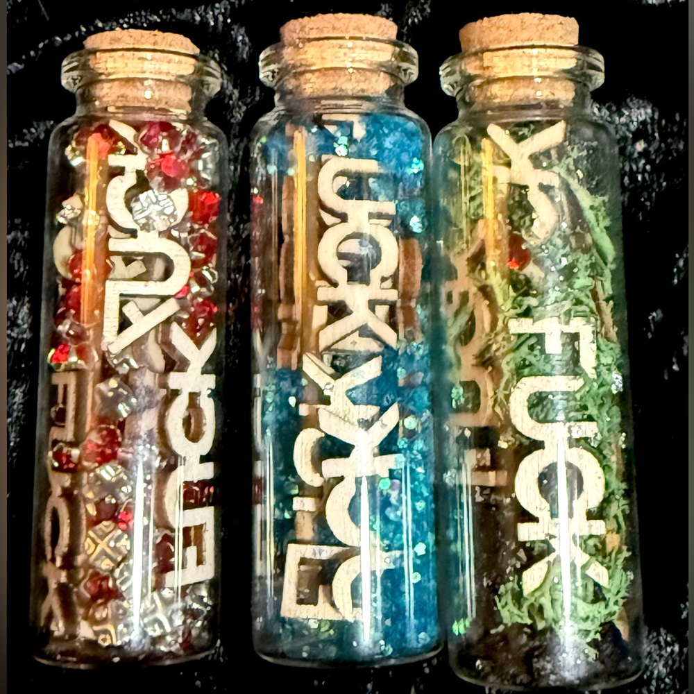 Fućķ Jars Fidget Jars Incantation Spells Sparkles Moss